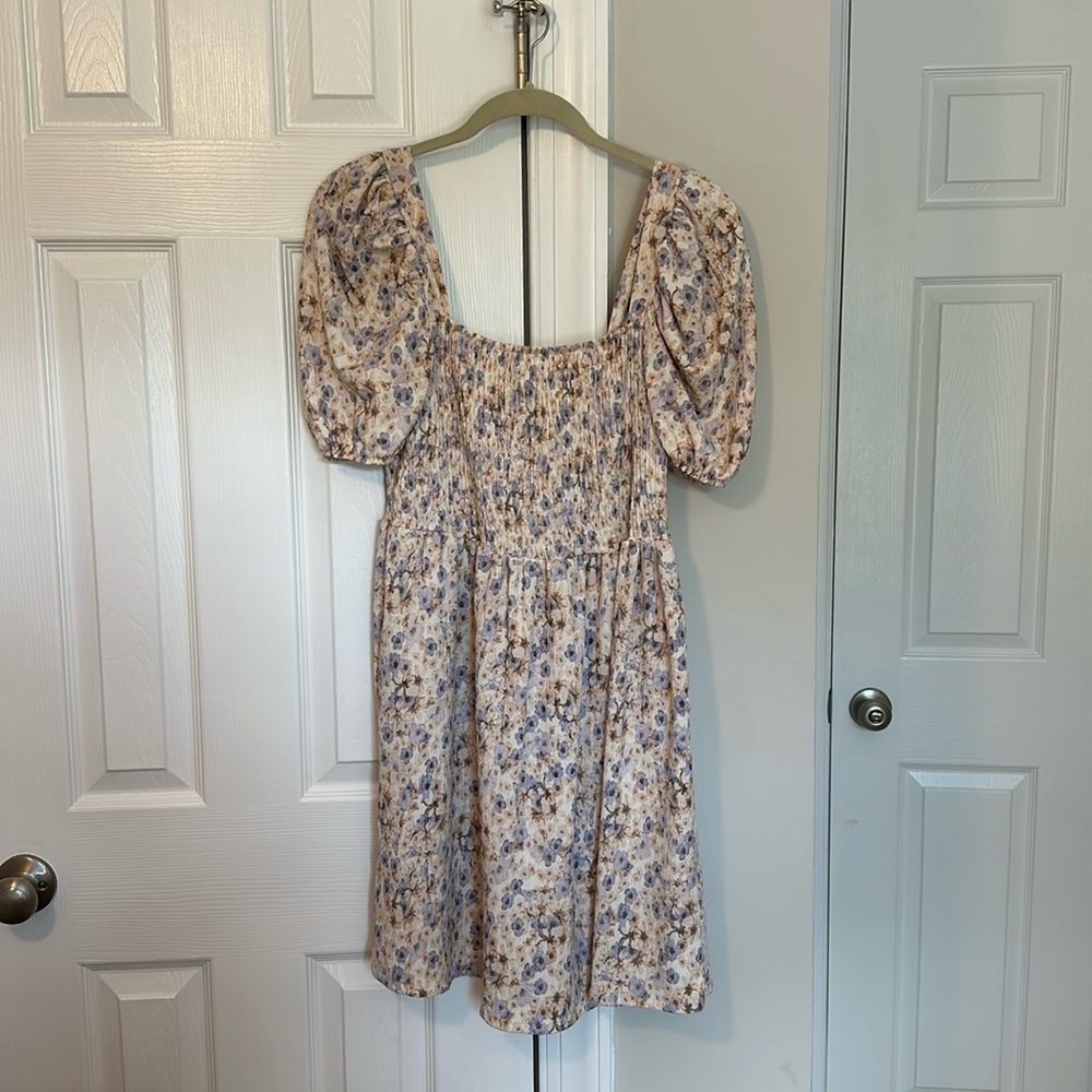 H&M Floral Puff Sleeve Babydoll Mini Dress Cottagecore Women’s Medium